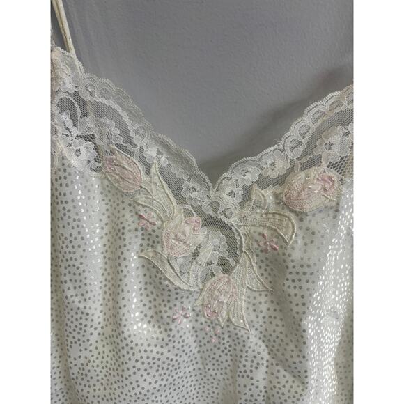 Vtg 90's Y2K Sara Beth Lingerie Slip Tank Top Lace Embroidery Spaghetti … - Picture 2 of 4